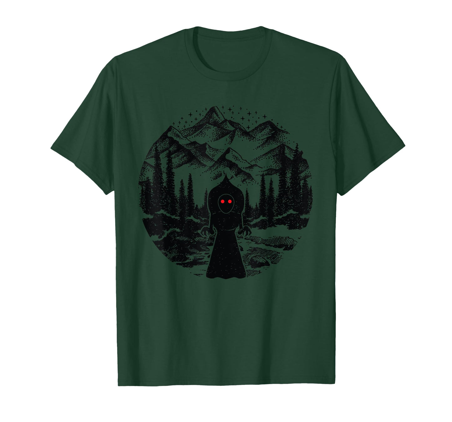 Flatwoods Monster Art Mountains Stars Cryptozoology Cryptid T-Shirt