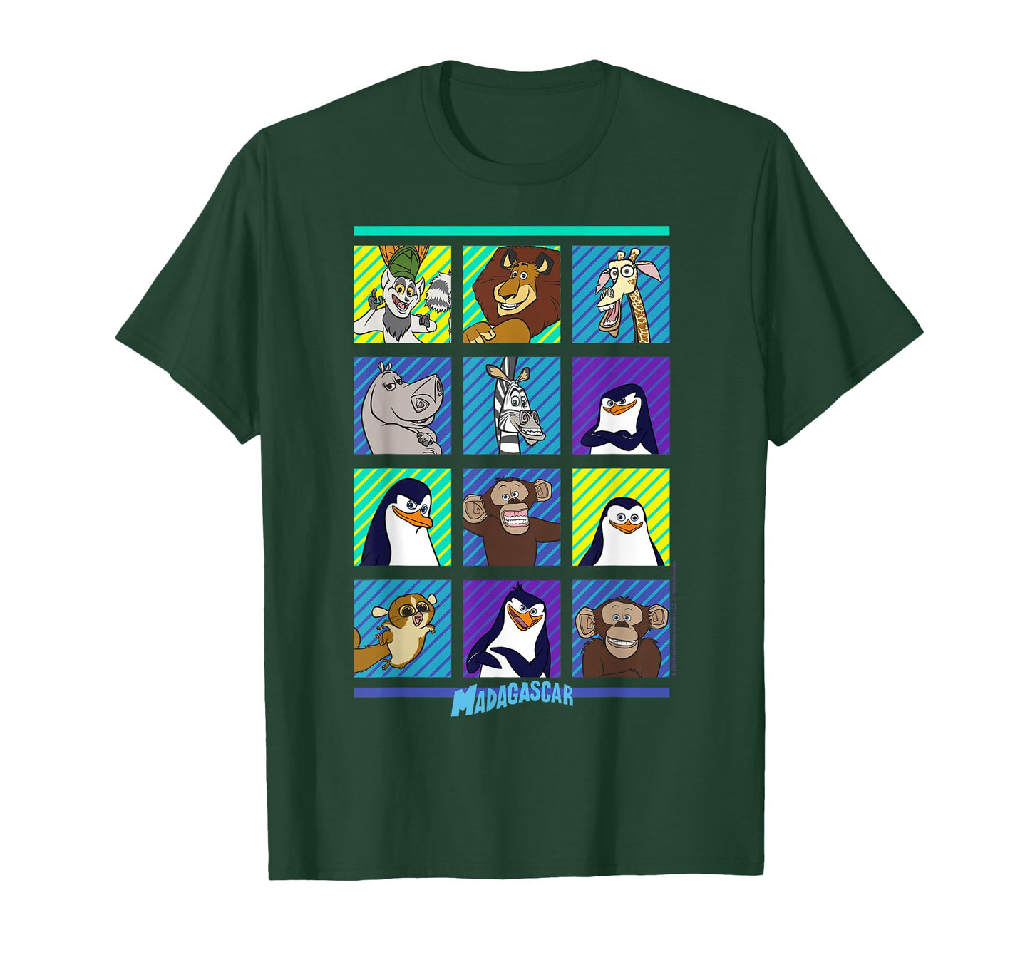 Madagascar Group Shot Bold Panels Poster T-Shirt