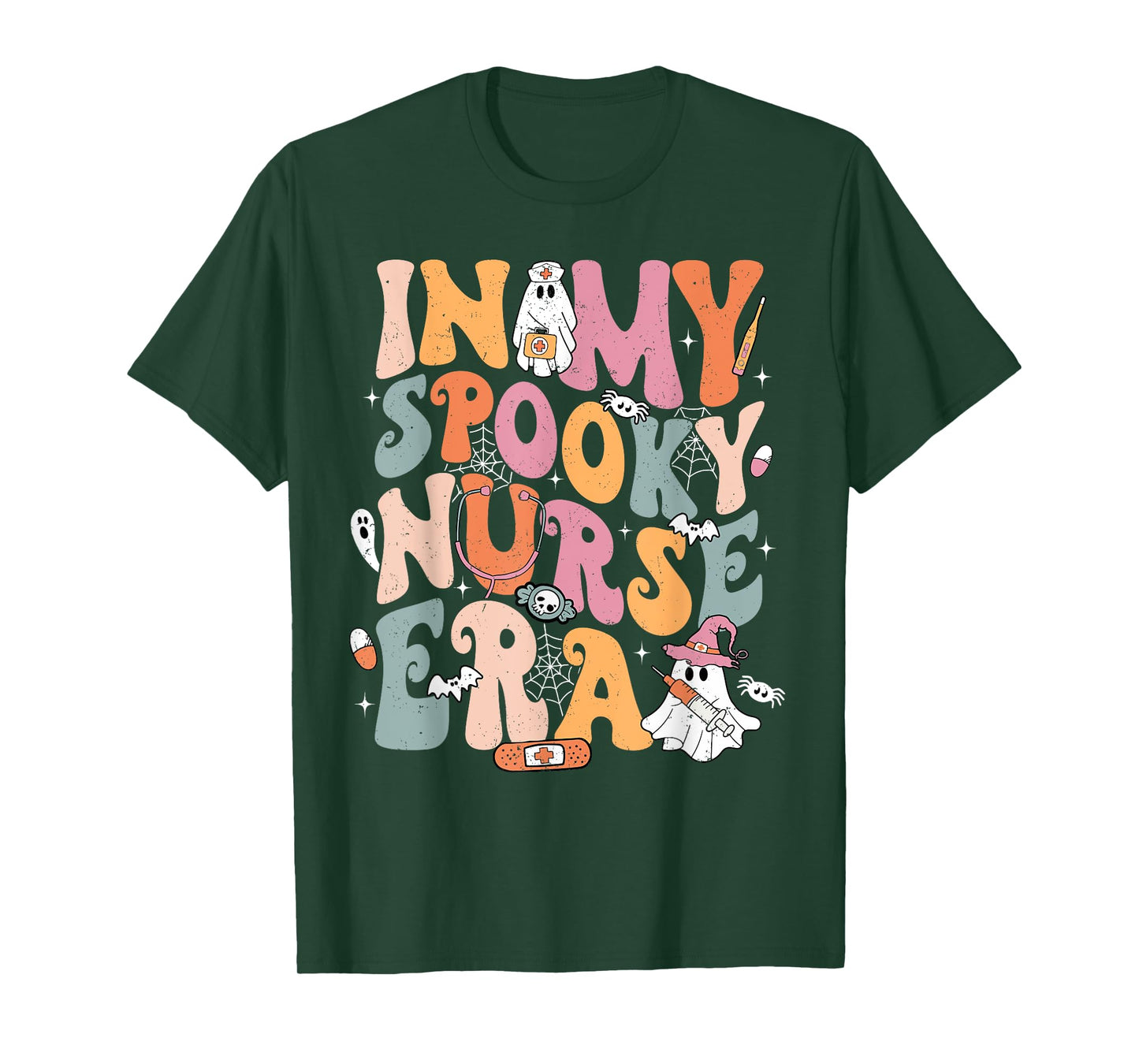 Groovy In My Spooky Nurse Era Ghost Halloween Nursing T-Shirt
