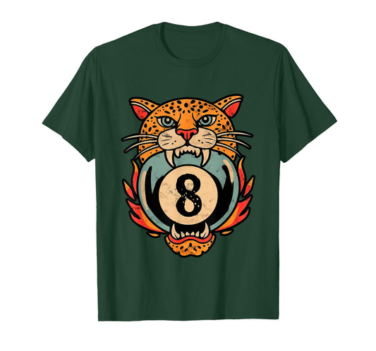 Lucky Leopard 8 Ball Aesthetic Pool Player Luck Women Girls T-Shirt