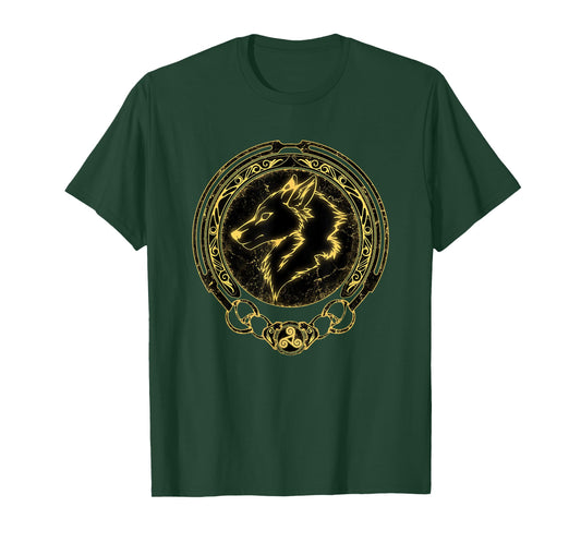 Viking Fenrir Fenris Wolf Celtic Triskelion Symbol T-Shirt