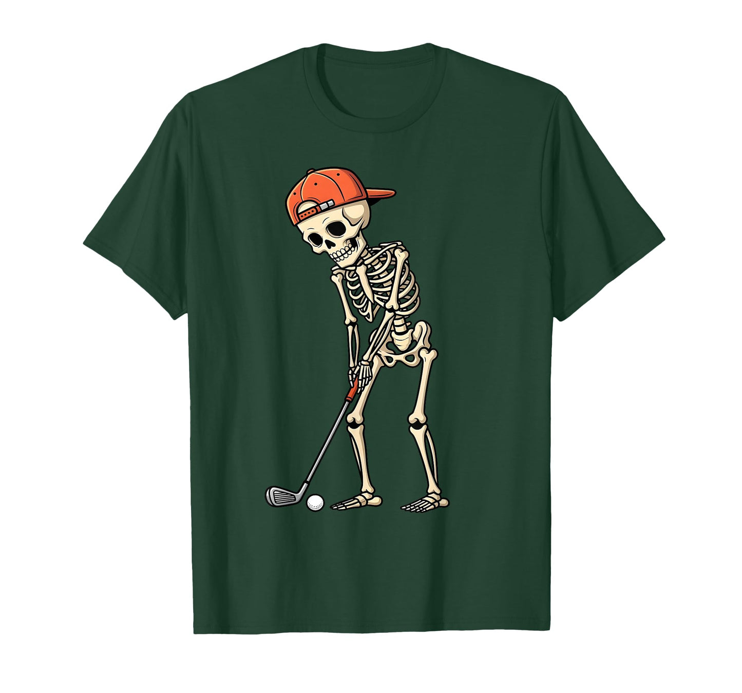 Halloween Skeleton Playing Golf Funny Golfer Boys Kids Men T-Shirt