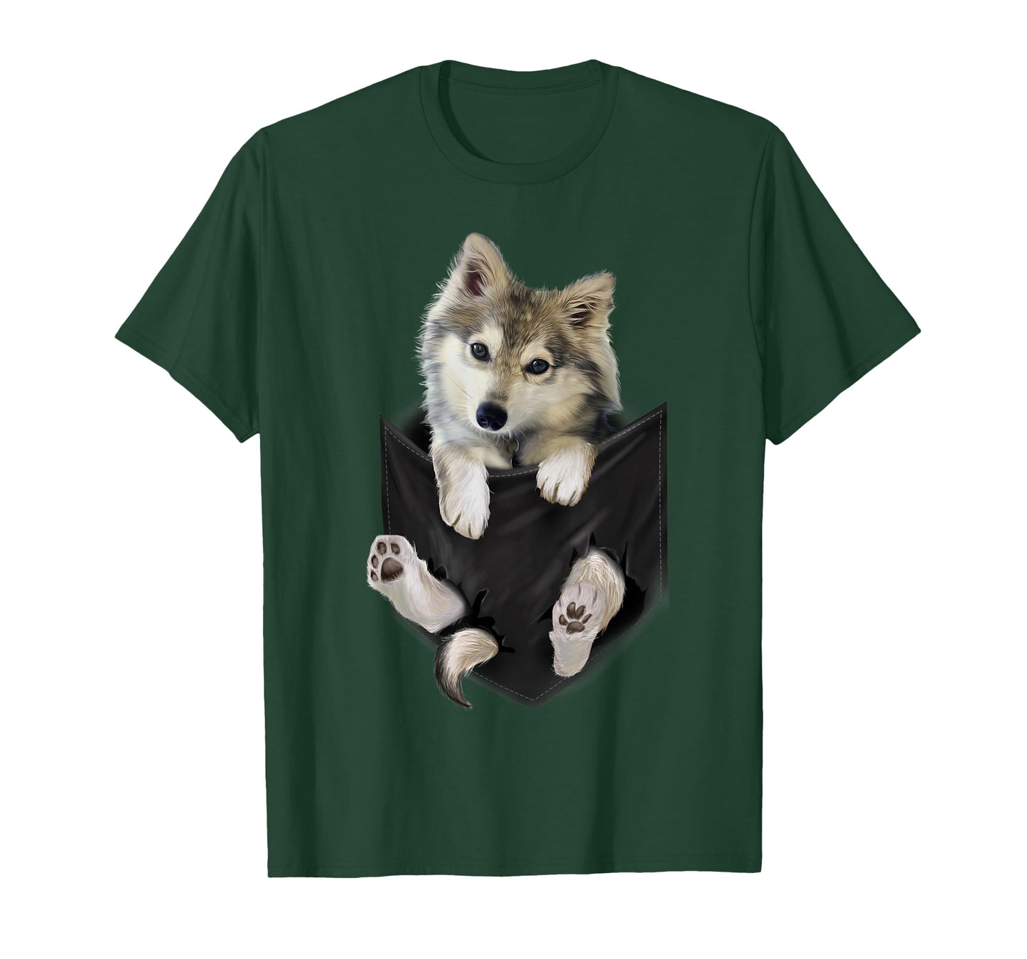 Wolf White Pup in Pocket T-Shirt Wolves Tee Shirt Gifts T-Shirt