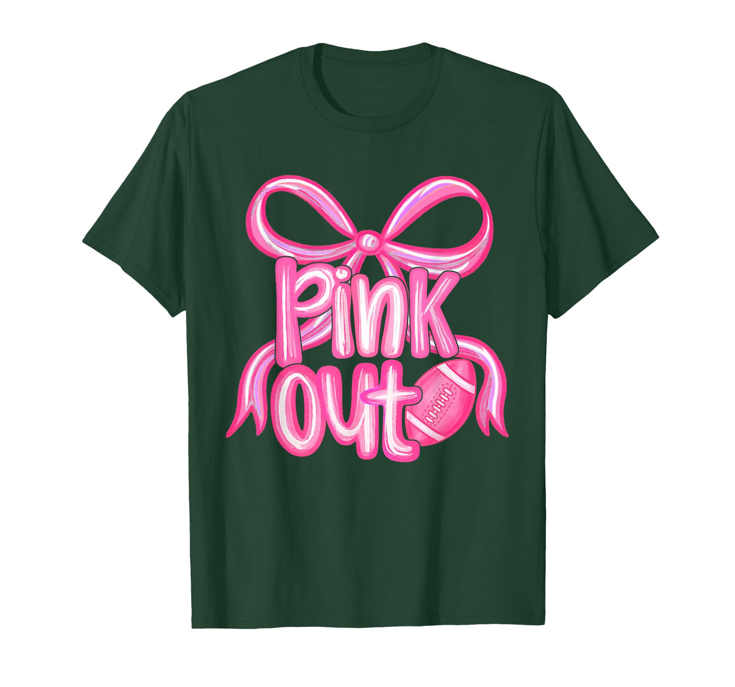 Pink Out Football Bow Preppy Breast Cancer Awareness Women T-Shirt
