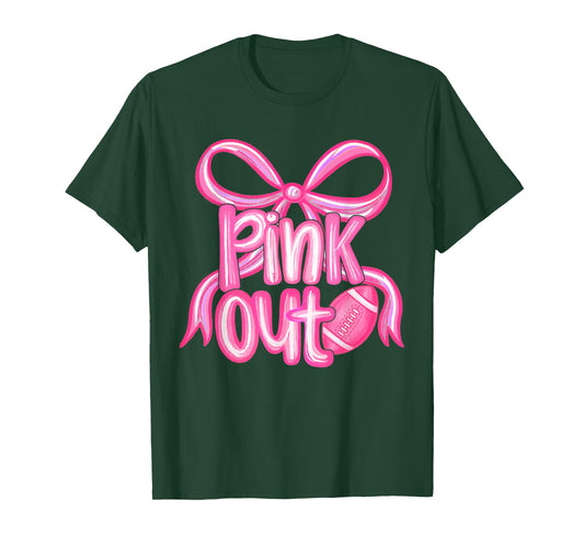 Pink Out Football Bow Preppy Breast Cancer Awareness Women T-Shirt