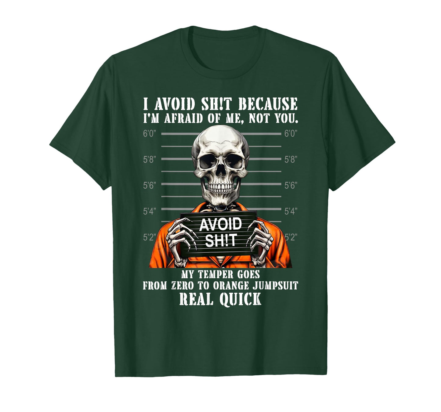 Funny Skeleton I Avoid Sht Because I'm Afraid of Me Not You T-Shirt