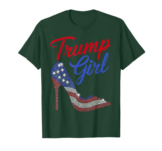 American Flag Bling Patriot Trump 2024 Trump Girl High Heel T-Shirt
