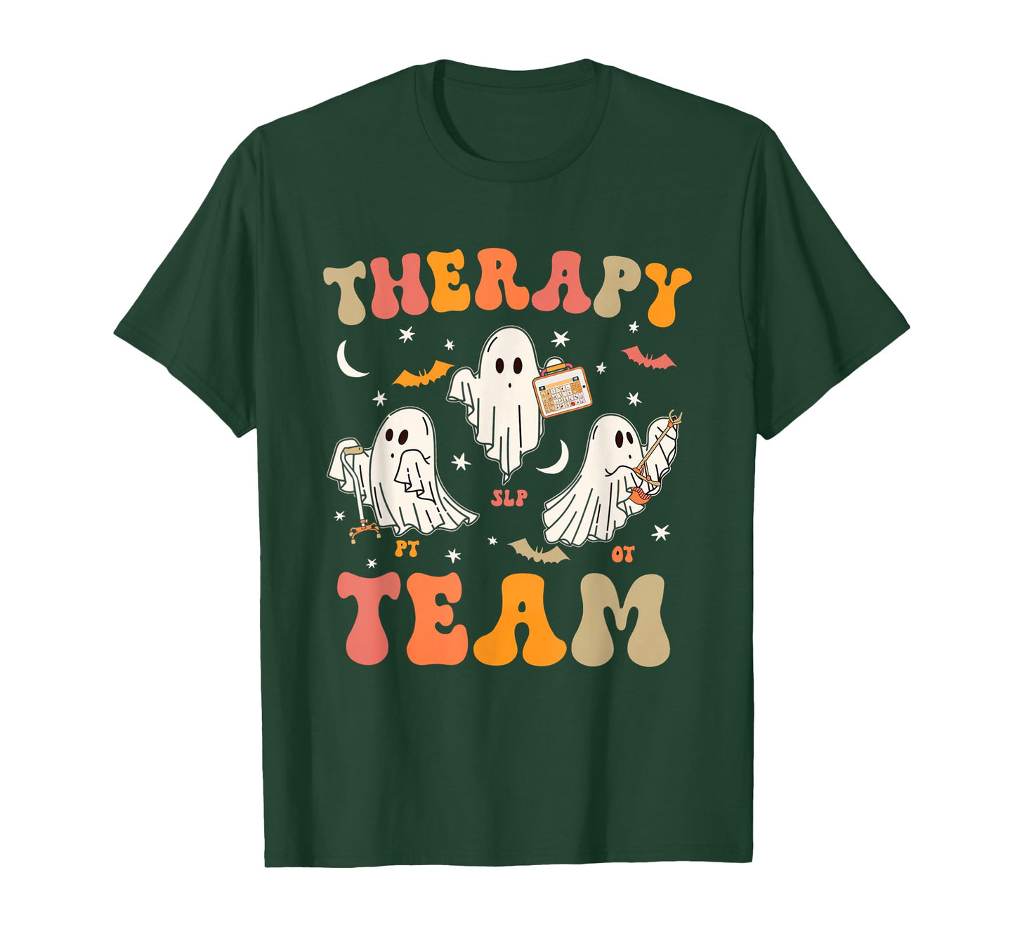 Therapy Team Halloween SLP OT PT Spooky Ghost Speech Therapy T-Shirt