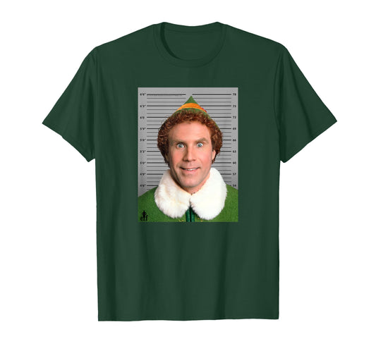Elf Buddy Hobbs As Will Ferrell Mugshot Christmas Movie T-Shirt