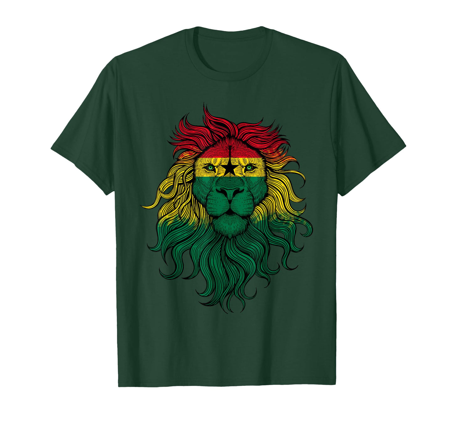 Funny Lion Ghana Flag Ghanaian Lion T-Shirt