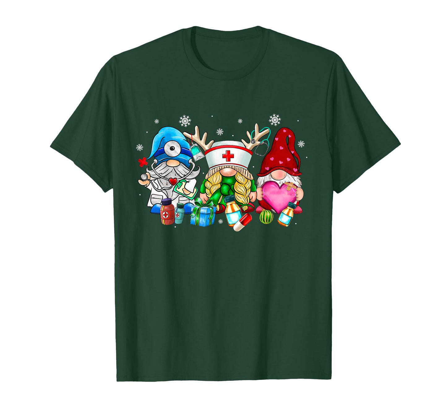 Cute Gnomes Nurse Christmas Scrub Top Nurses Women Pajamas T-Shirt