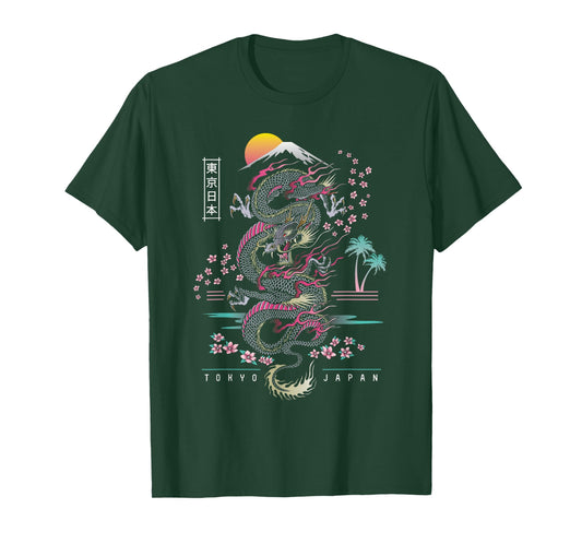 Japanese Tokyo Dragon Asian Inspired Retro 80’s Style T-Shirt
