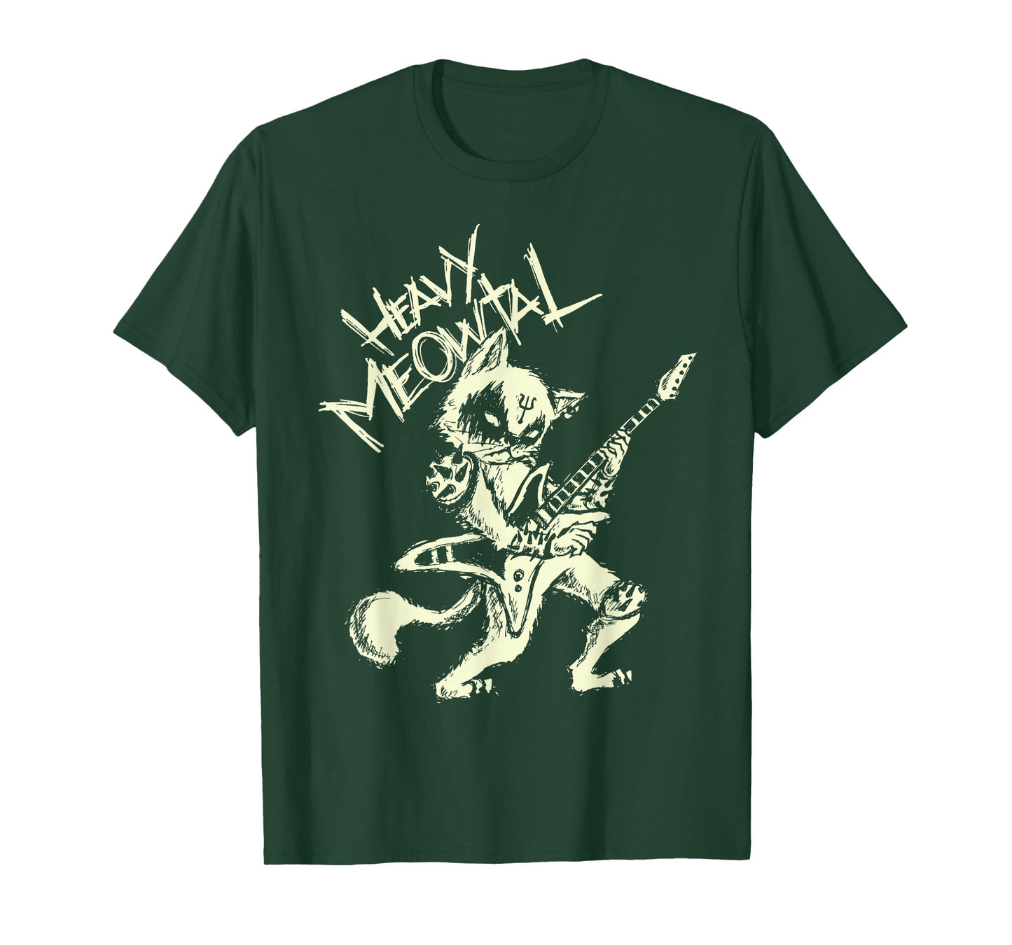 Heavy Metal Cats Gift Clothing Guitar Playing Cat Gothic T-Shirt