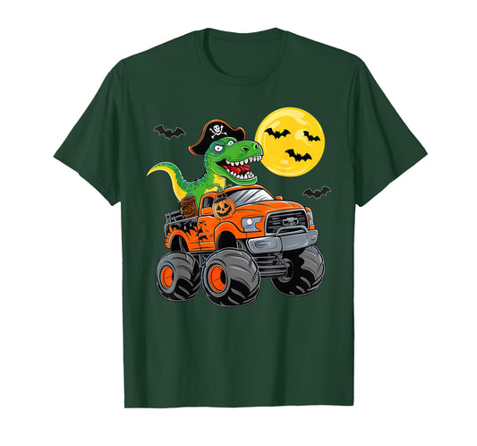 Boys Halloween Monster Truck T Rex Pirate Dinosaur Toddler T-Shirt