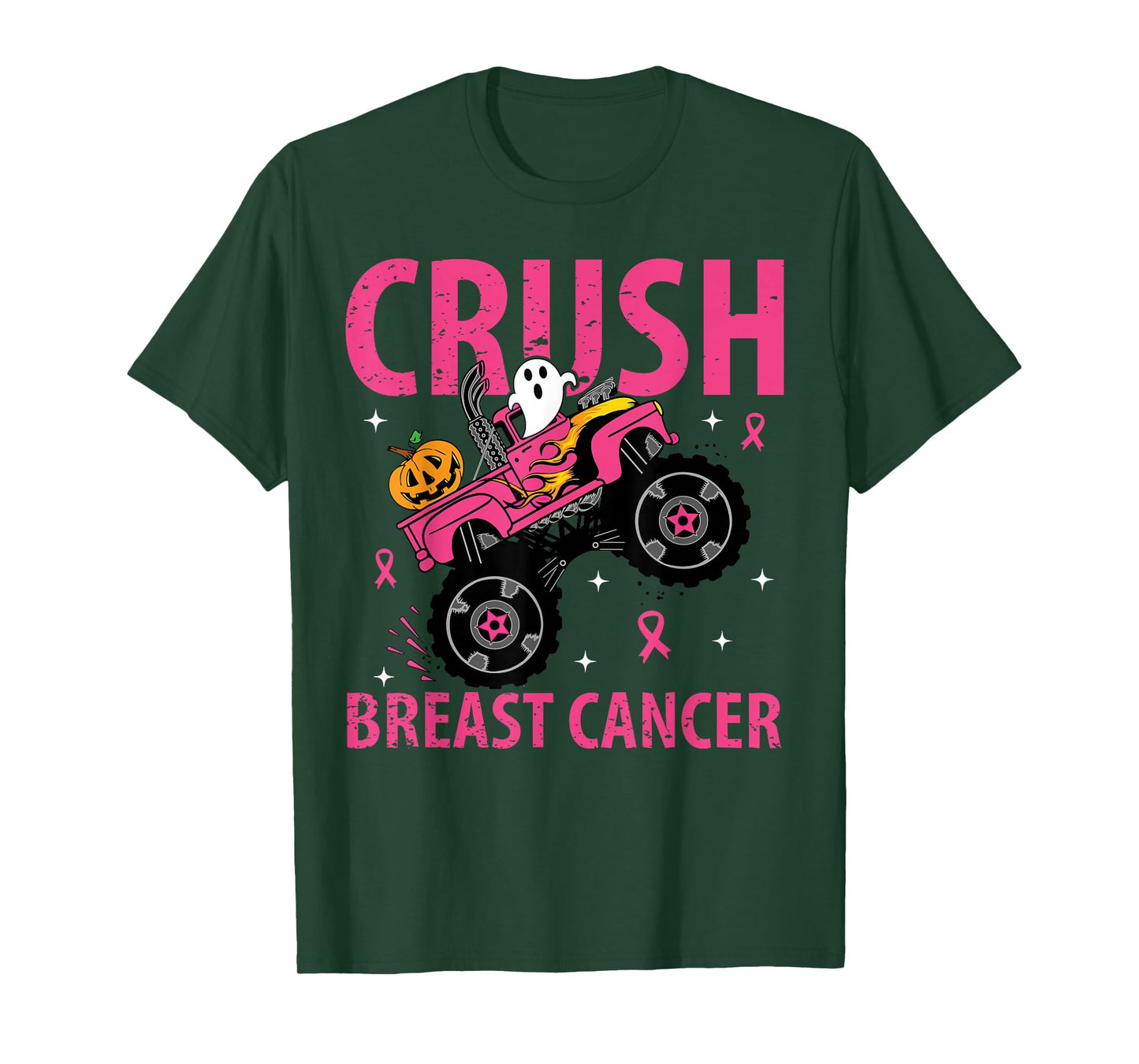 Crush Breast Cancer Awareness Monster Truck Halloween kids T-Shirt