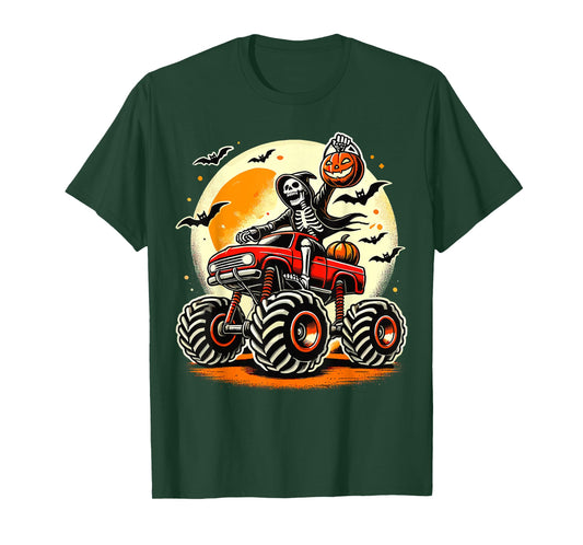 Monster Truck Lover Skeleton Halloween T-Shirt