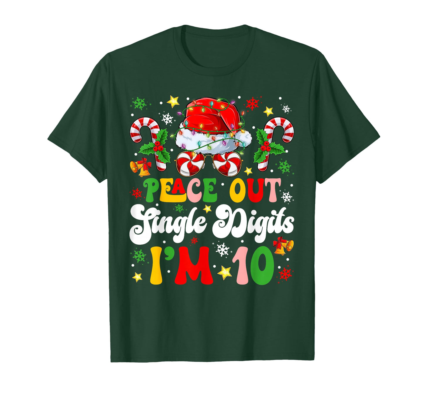 Peace Out Single Digits Im 10 Years Old Merry Christmas Kids T-Shirt