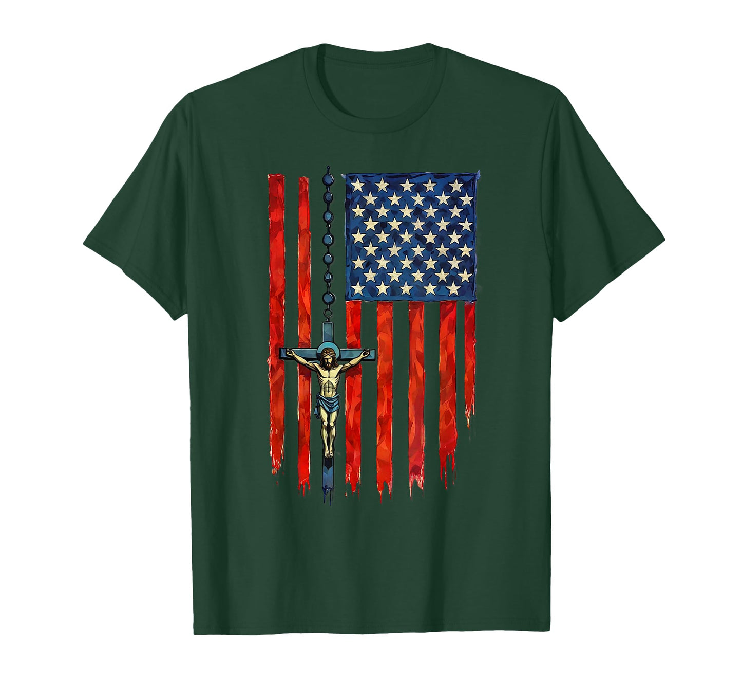 American Flag Rosary Catholic T-Shirt