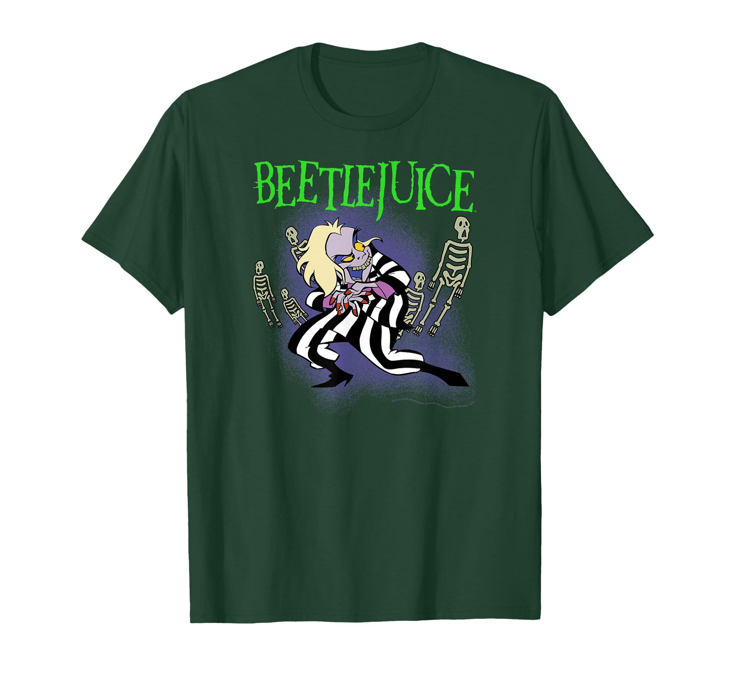 Beetlejuice Scheming Beetlejuice with Skeletons Cartoon T-Shirt