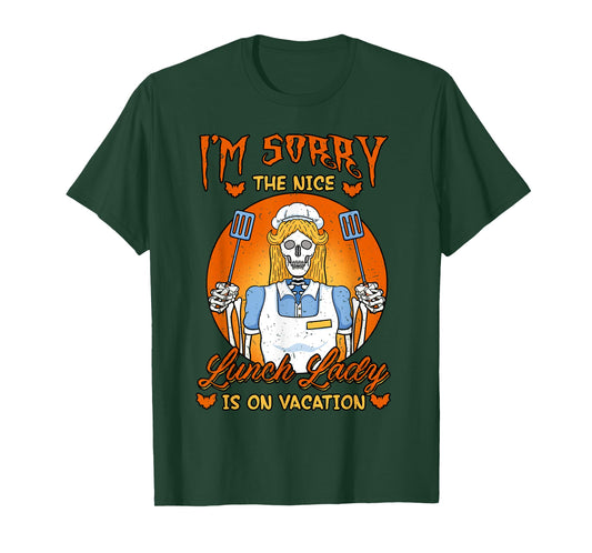Lunch Lady Skeleton Worker Halloween All Hallows' Eve T-Shirt