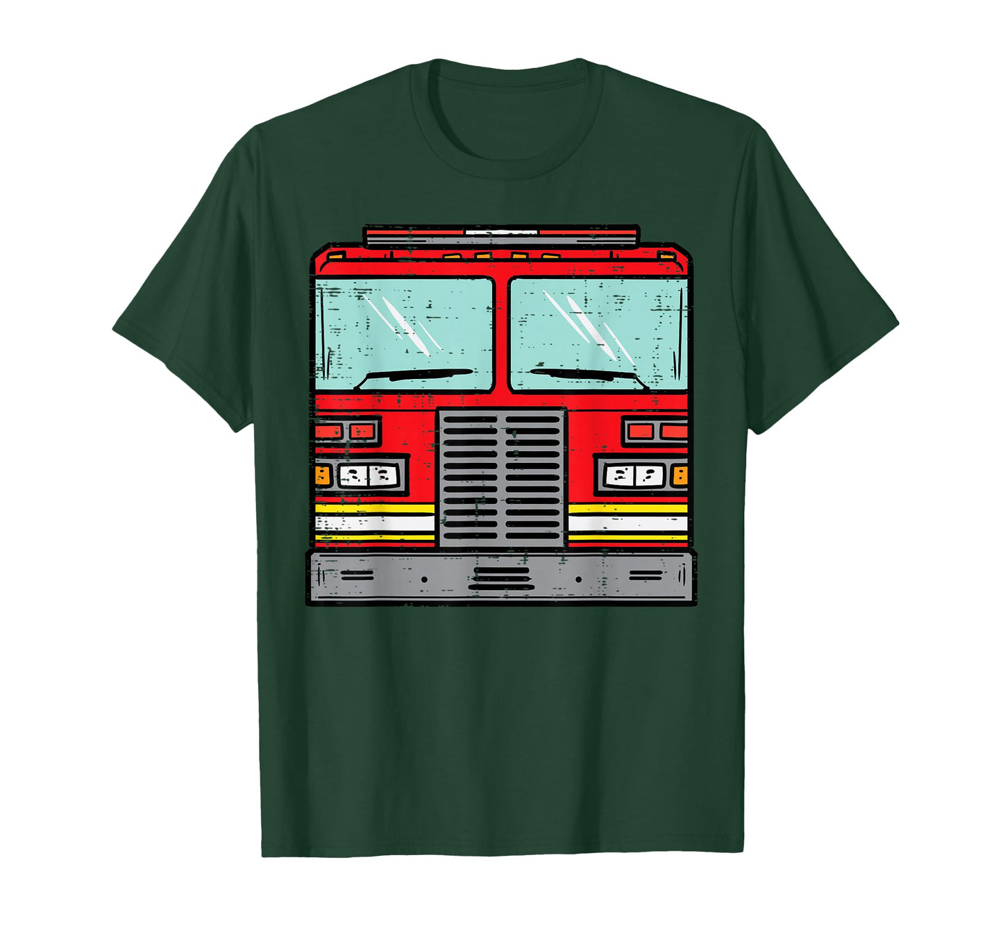 Fire Truck Costume Halloween Firefighter Fireman Men Boys T-Shirt