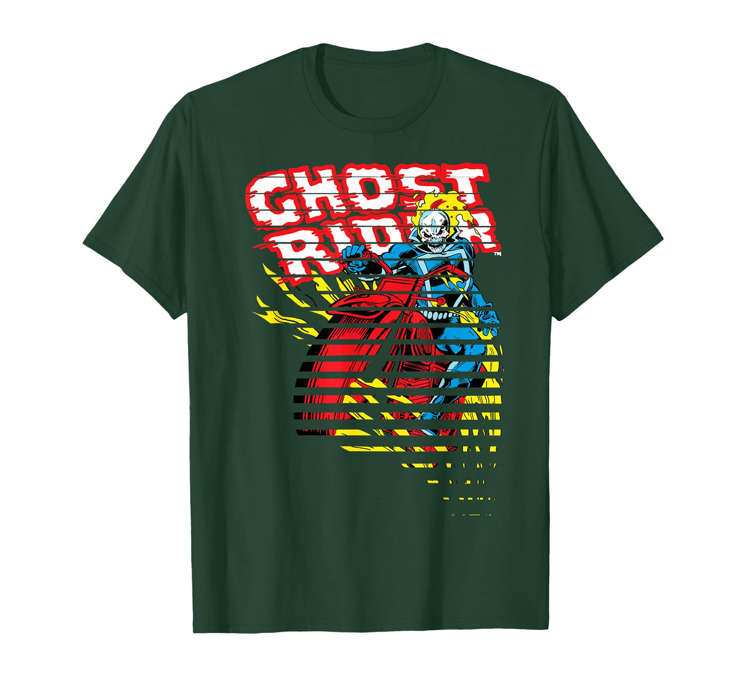 Ghost Rider Motorcyle On Fire Halftoned Split-Up T-Shirt T-Shirt