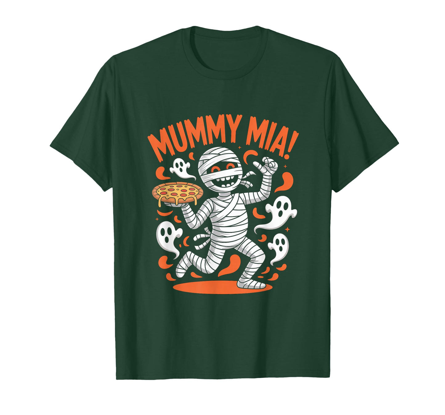 Mummy Mia Funny Halloween Ghost Pizza T-Shirt