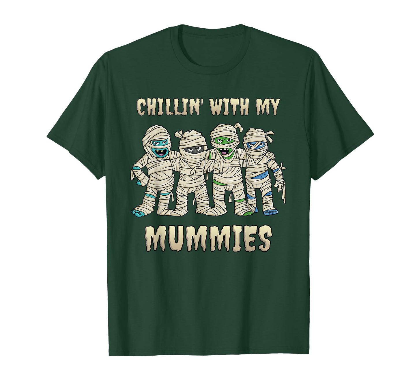 Chillin With My Mummies Halloween Boys Kids Funny T-Shirt