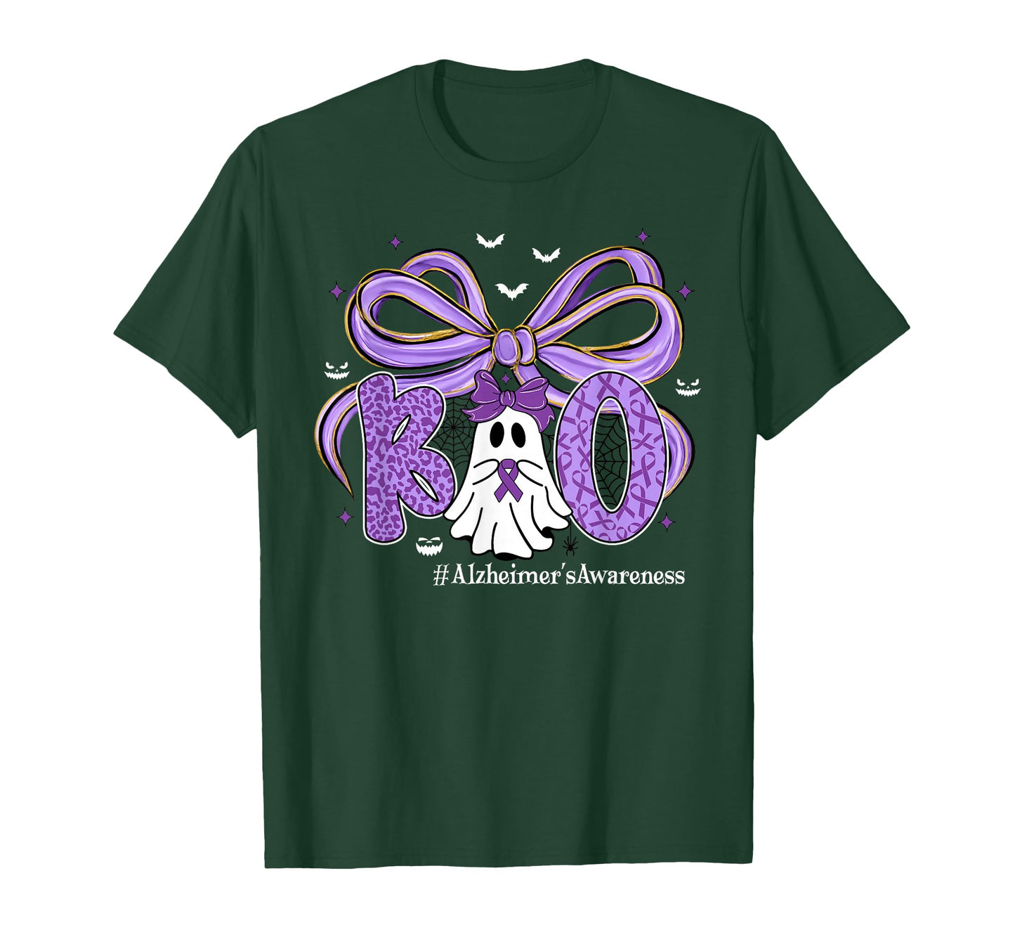 Purple Coquette Ghost Boo Alzheimer's Awareness Halloween T-Shirt