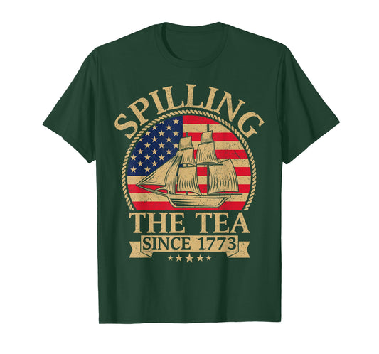 Spilling The Tea Since 1773 Vintage Us History Teacher T-Shirt for Men Women Kids