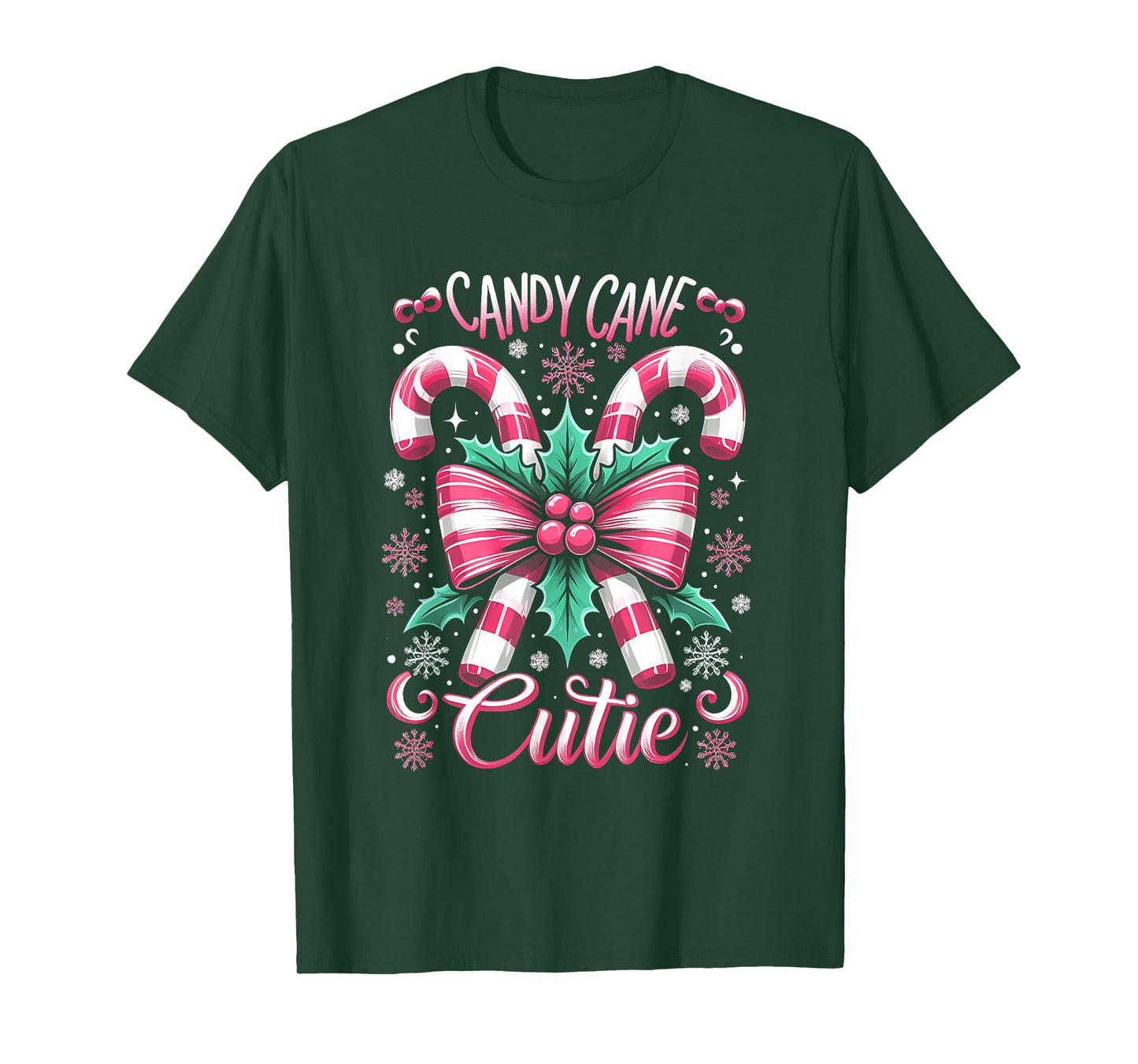 Candy Cane Cutie Christmas Coquette Bow Dots Xmas Decor T-Shirt