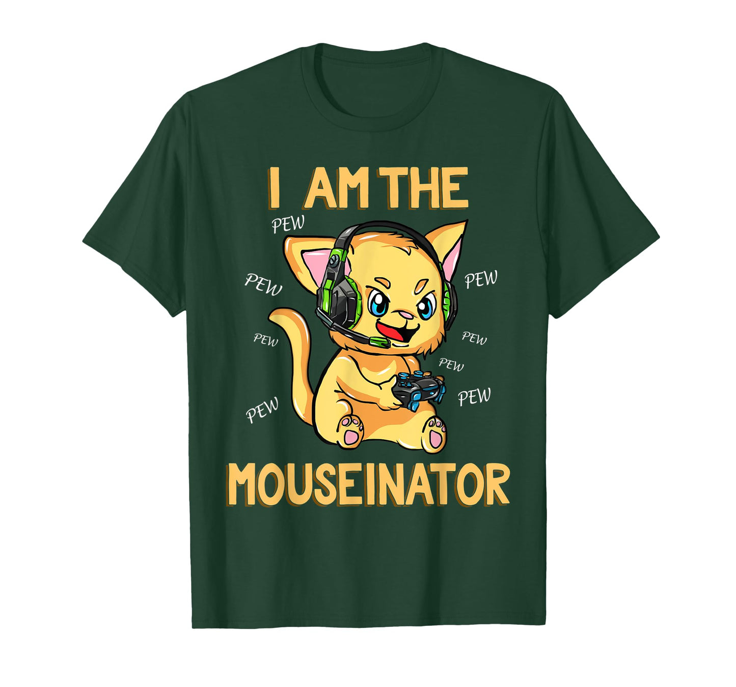 Cat Gamer with Headset Funny Gaming Men Women Kids T-Shirt