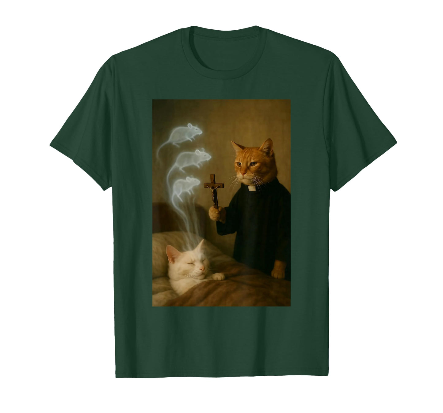 Mage Cat Meme Cat Exorcism Mouse Funny Fantasy Humor T-Shirt