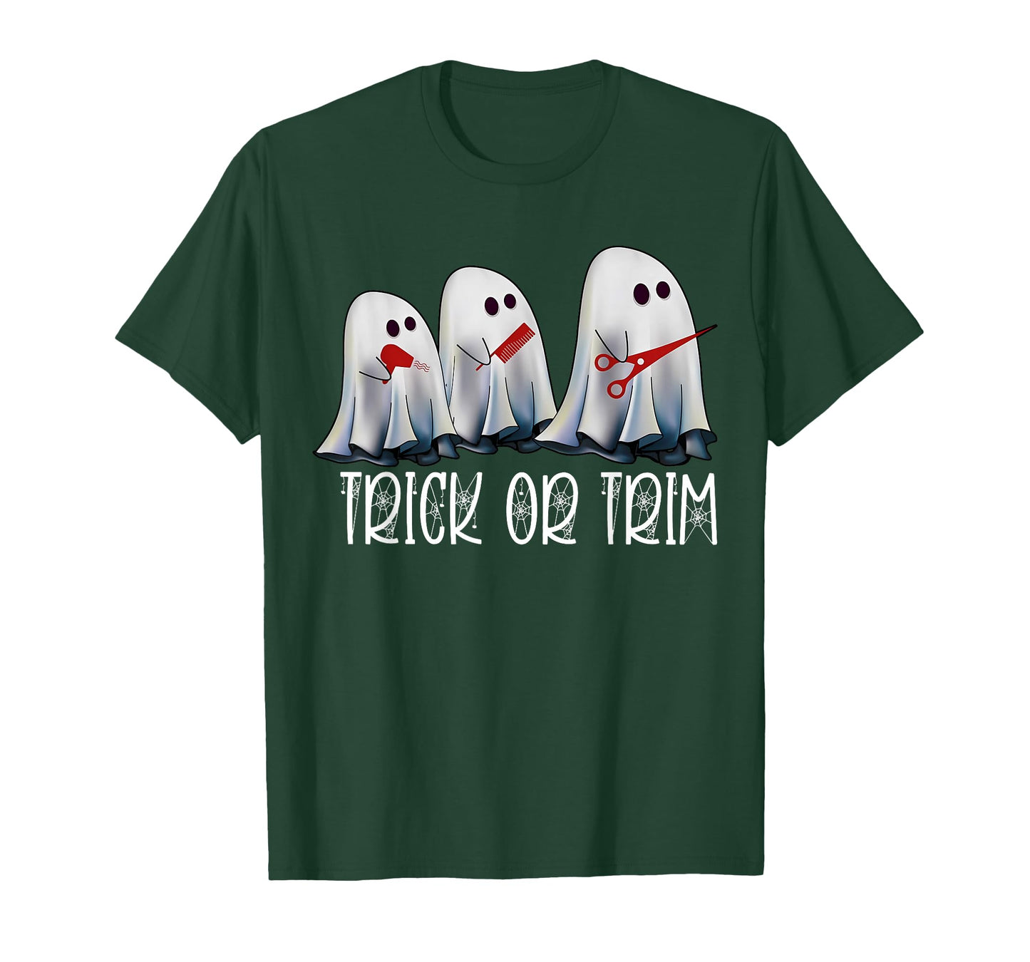 Funny Halloween Hairstylist Ghost Trick Or Trim Spooky T-Shirt