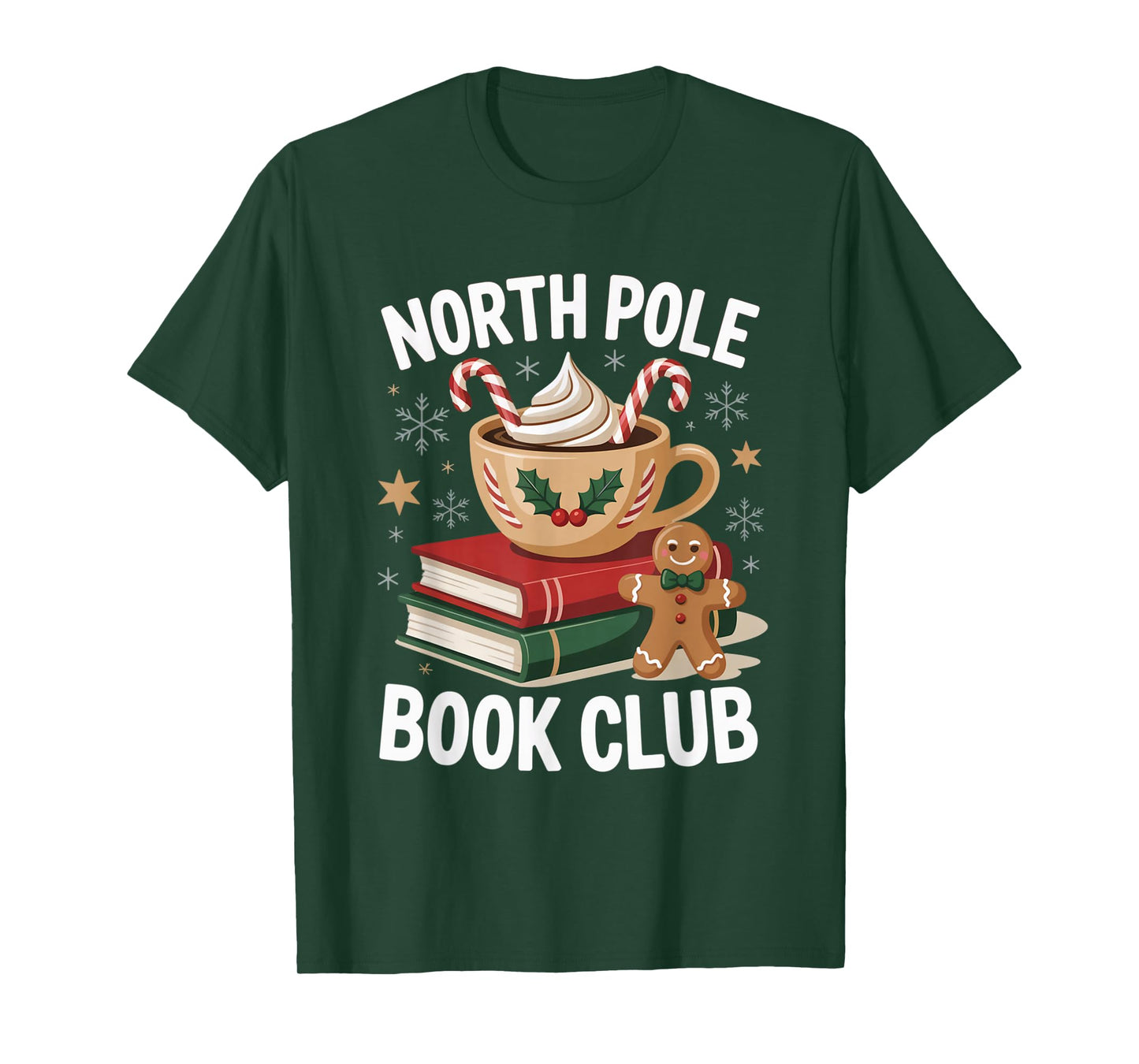 North Pole Book Club Cozy Christmas Holiday Design T-Shirt