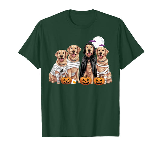 Farmhouse Halloween Golden Retriever Ghost Dogs Lover Fall T-Shirt