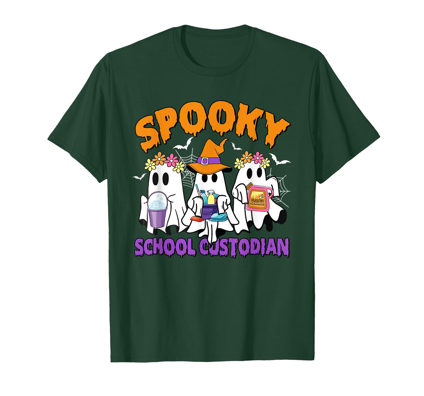 Spooky School Custodian Funny Ghost Halloween T-Shirt