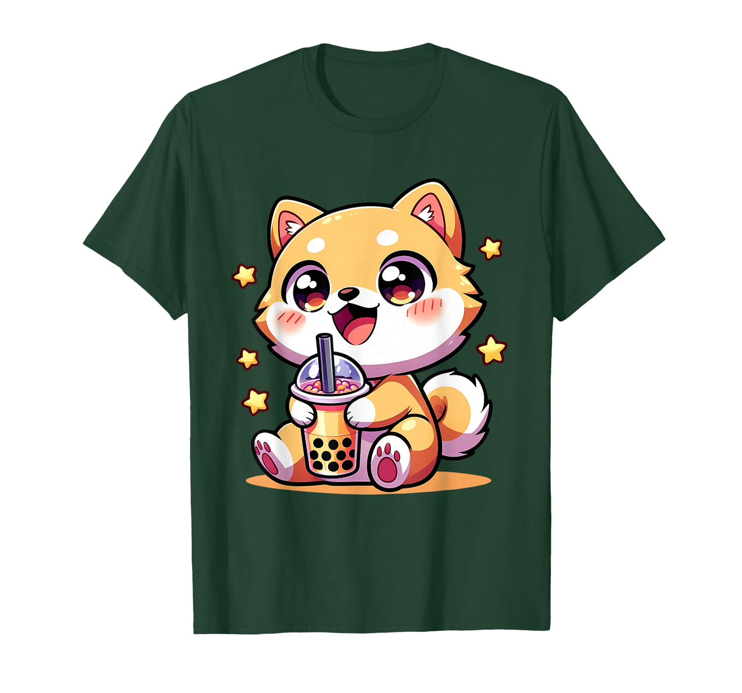 Kawaii Shiba Inu Dog Bubble Tea Anime Chibi T-Shirt