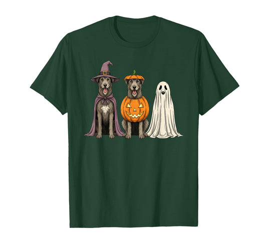 Spooky Ghost Irish Wolfhound Pumpkin Halloween Dog Lover T-Shirt