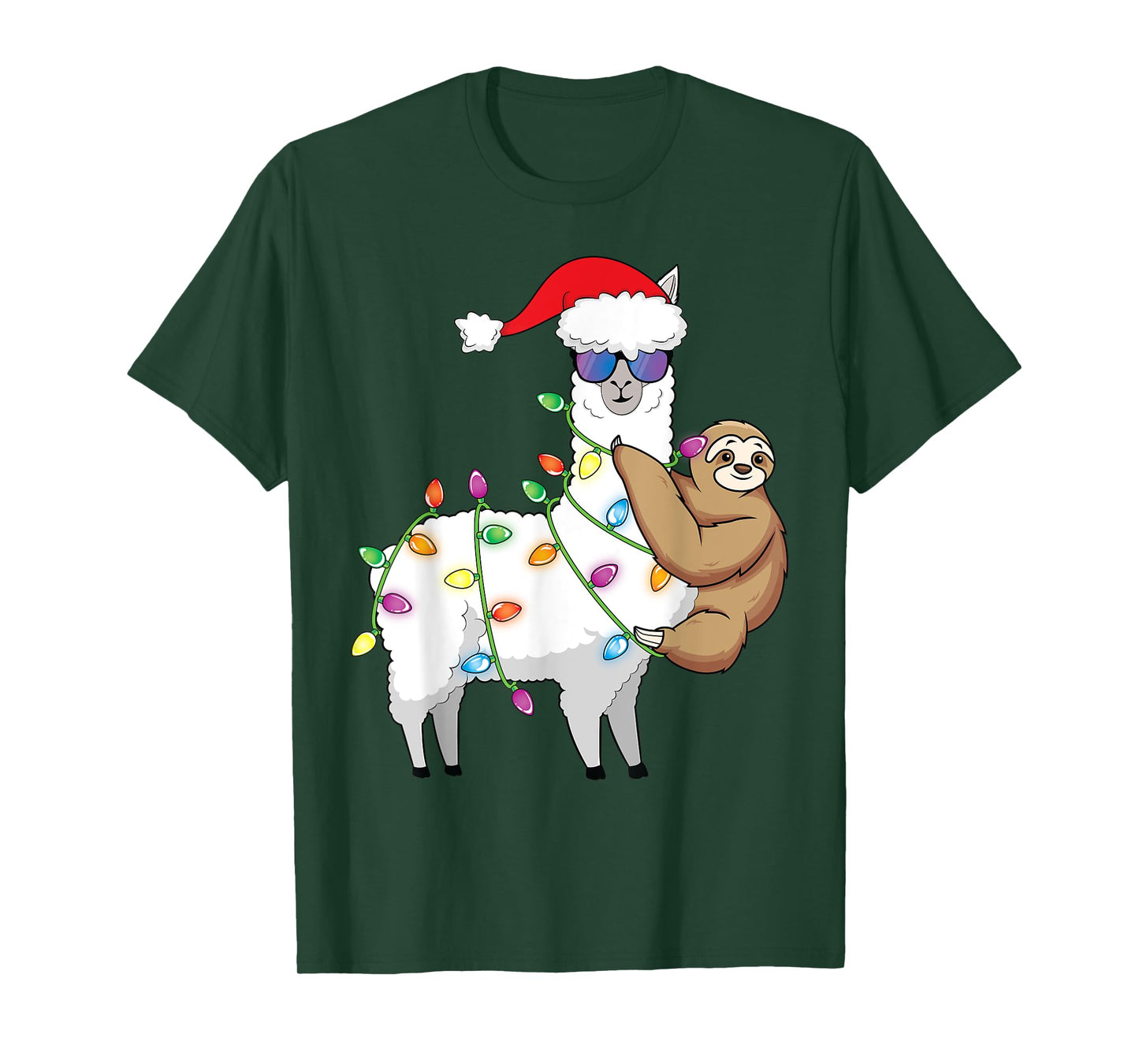 Santa Llama Xmas Funny LLama Sloth Christmas T-Shirt