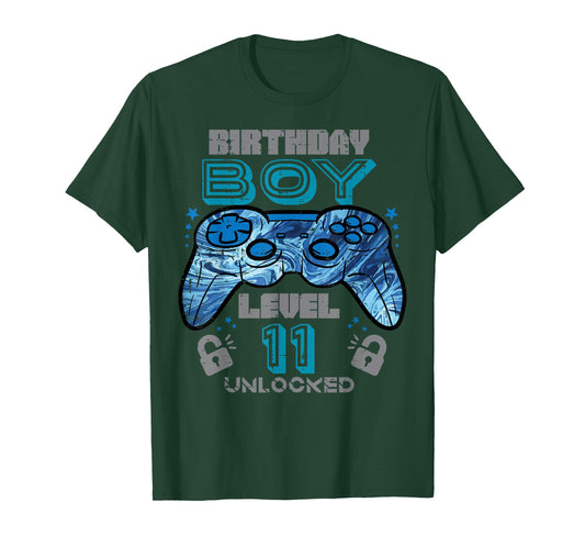 11th Birthday Gamer Level 11 Unlocked Video Gaming Bday Boys T-Shirt