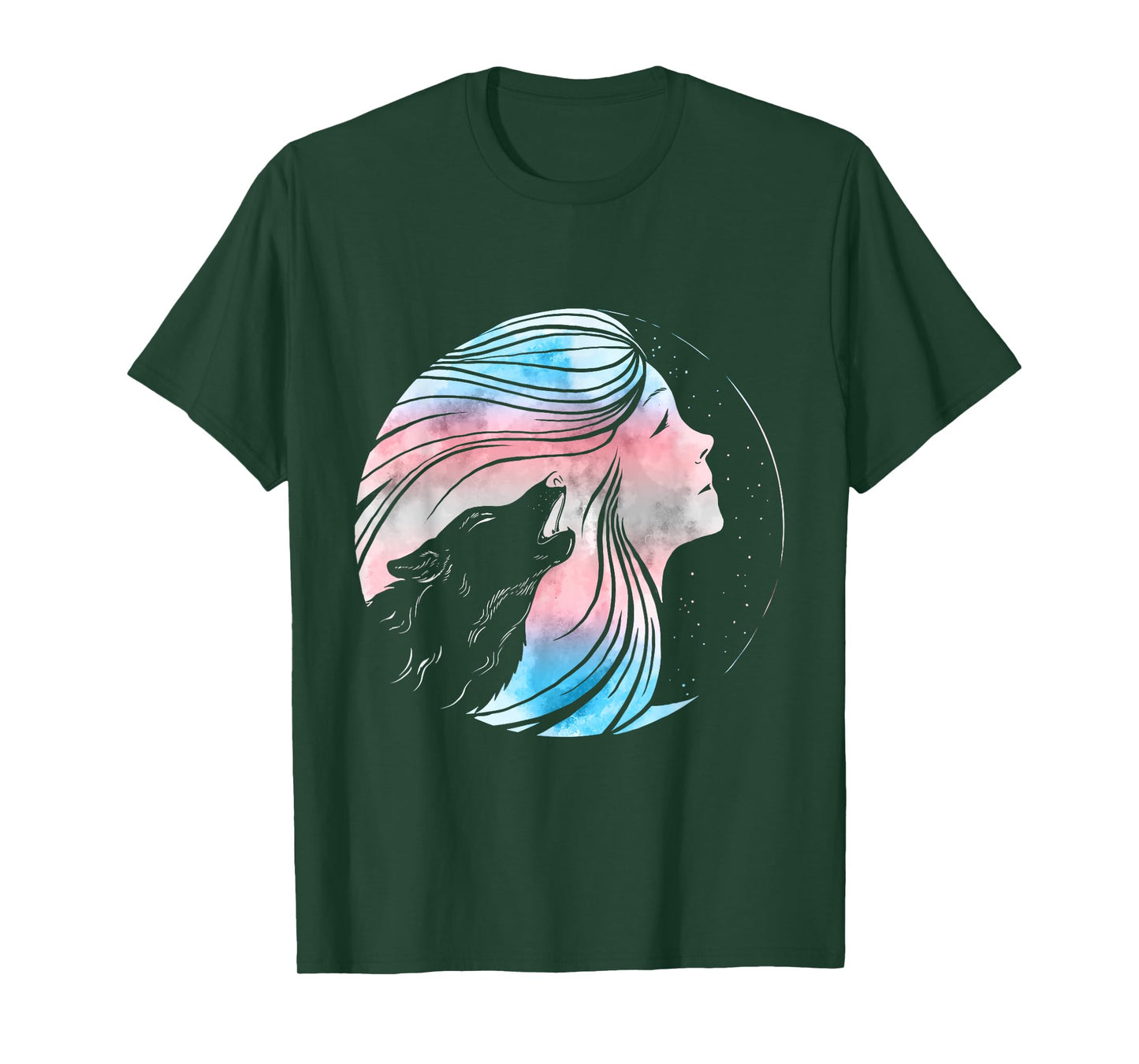 Transgender Wolf Woman Transsexual Trans Pride Trans Flag T-Shirt