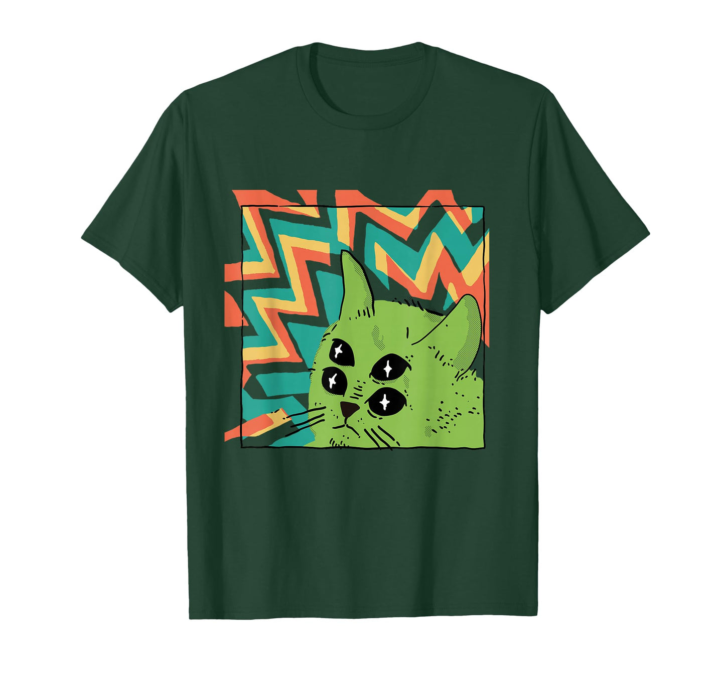 Alien Cat with 4 Eyes Surreal Style Vintage Retro T-Shirt