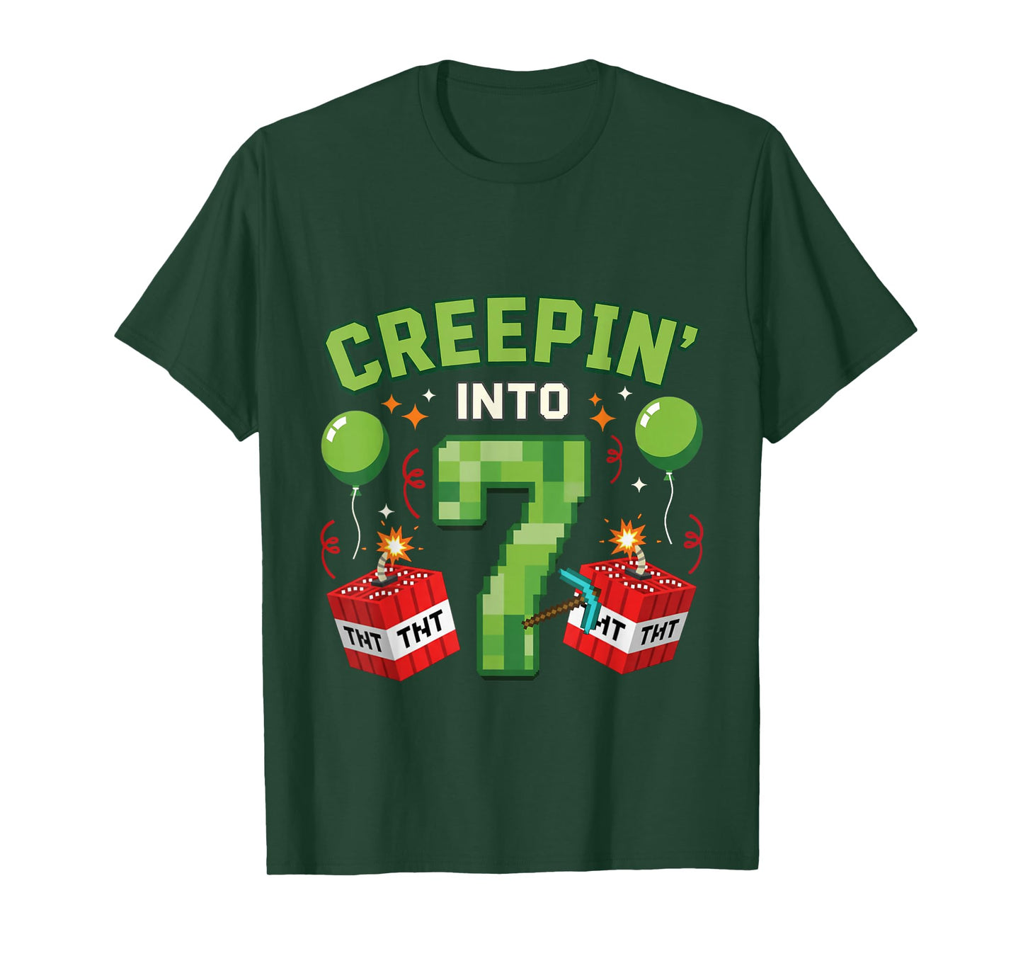 It's My 7th Birthday Boy Gamer Creepin’ Into 7 Gamer Pixel T-Shirt