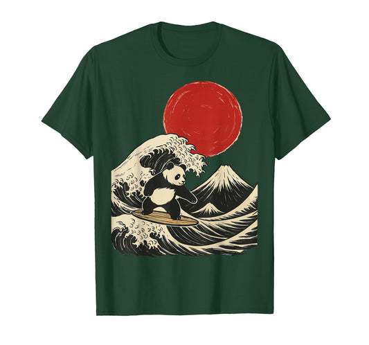 Panda Surfing Japanese T-Shirt