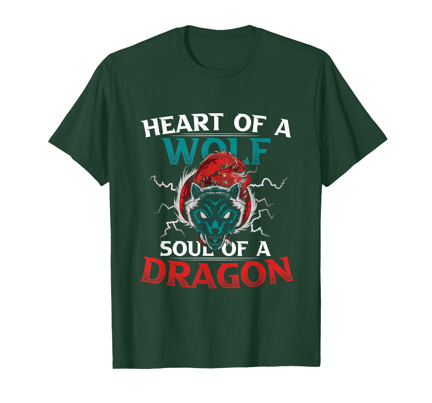 Heart Of A Wolf Soul Of A Dragon Brave Animals T-Shirt