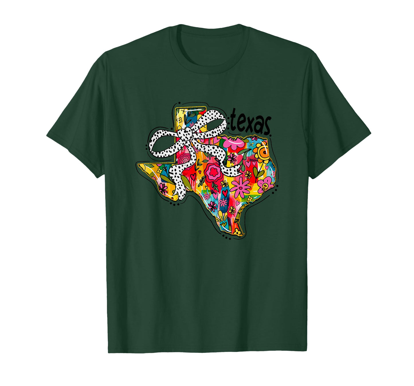 Texas Floral Bow Vibrant State Design T-Shirt