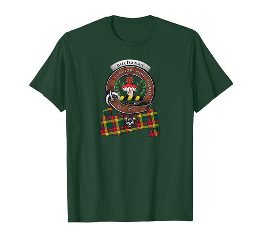 Buchanan Scottish Clan Badge & Tartan T-Shirt
