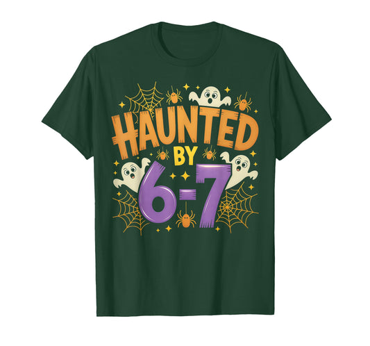 Haunted by 6-7 Halloween Ghosts and Spiders Design T-Shirt