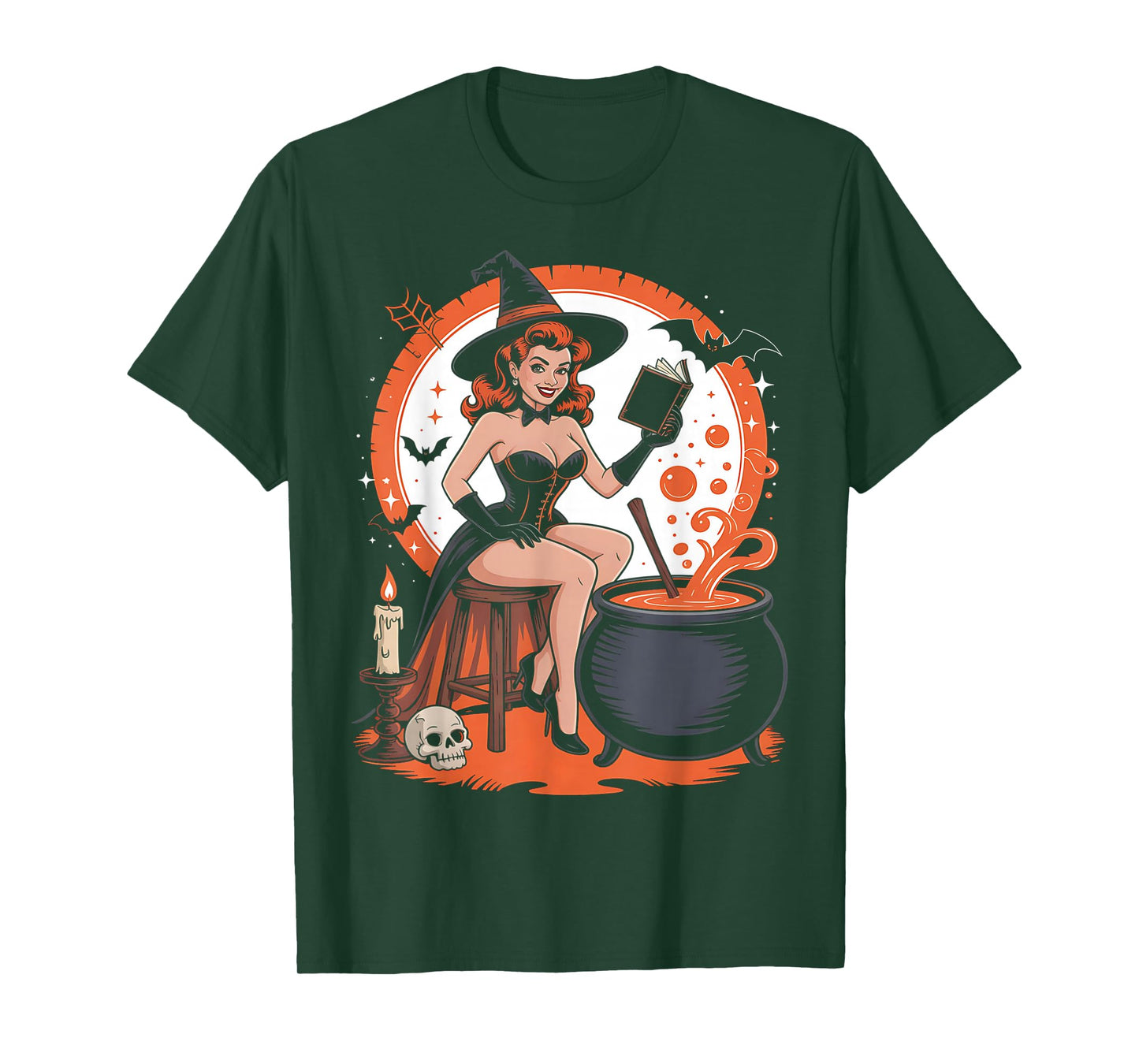 Halloween Witch Pin Up Vintage Halloween Retro T-Shirt